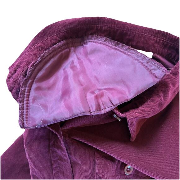 Vtg Talbots Women’s Maroon Corduroy Button Up Shirt Dress Long Sleeve Size 12 - Picture 10 of 13